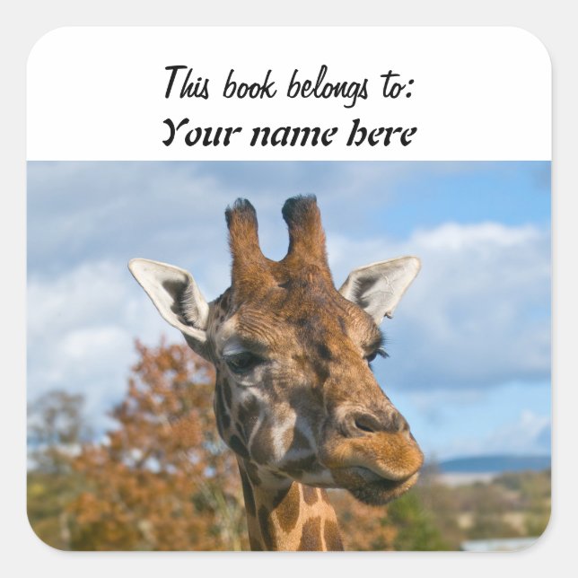 Autocollant "Ce livre appartient à" girafe (Devant)