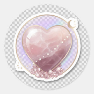 Autocollant Céleste Cœur de Cristal de Quartz Rose
