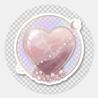 Autocollant Céleste Cœur de Cristal de Quartz Rose