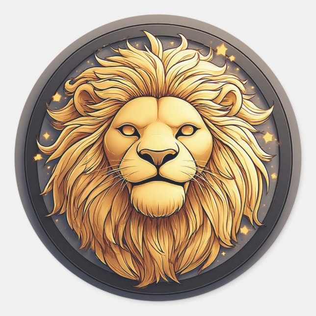 Autocollant Cercle Cosmique Lion Doré (Devant)