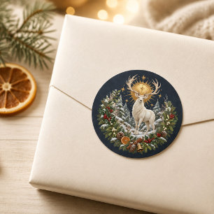 Autocollant Cerf Blanc Yule au Clair de Lune Solst