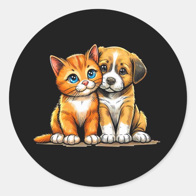 Autocollant chat et chien (Devant)