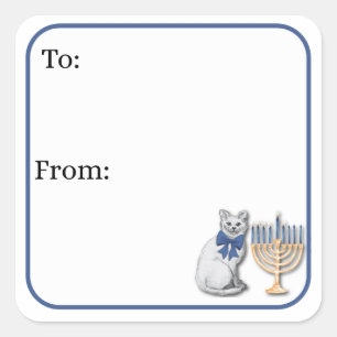 Autocollant chat et menorah