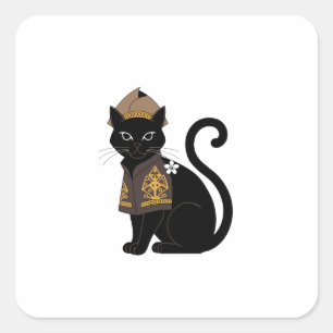 Autocollant Chat Guerrier Noir