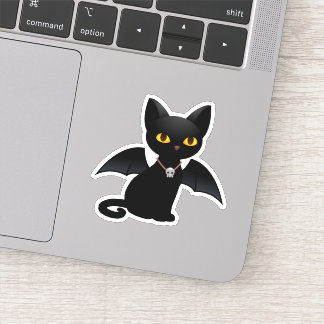 Autocollant Chat Noir Vampire d'Halloween avec des