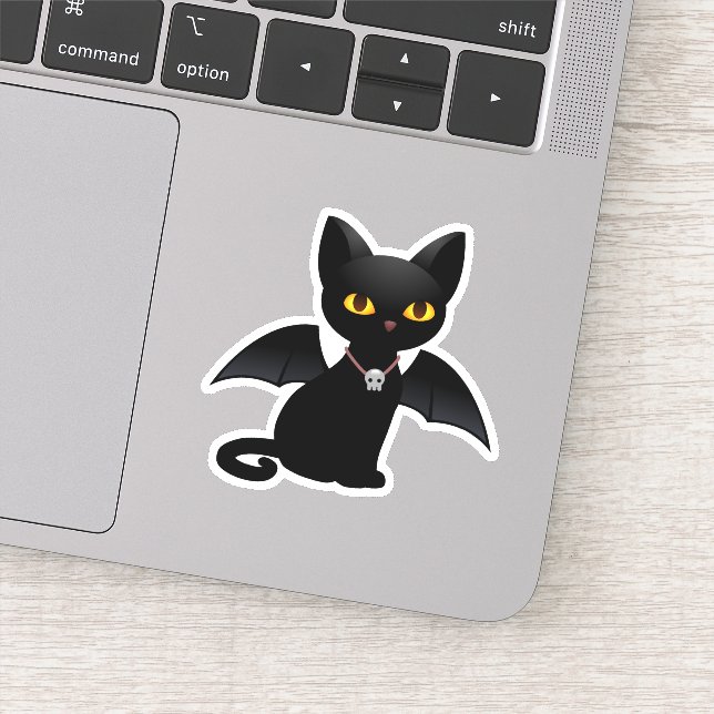 Autocollant Chat Noir Vampire d'Halloween avec des (Détail)