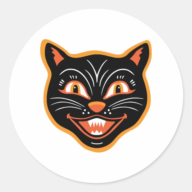 Autocollant Chat Noir Vintage Halloween Halloween (Devant)