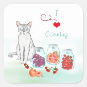 Autocollant Chat royal avec fruits en conserve dan
