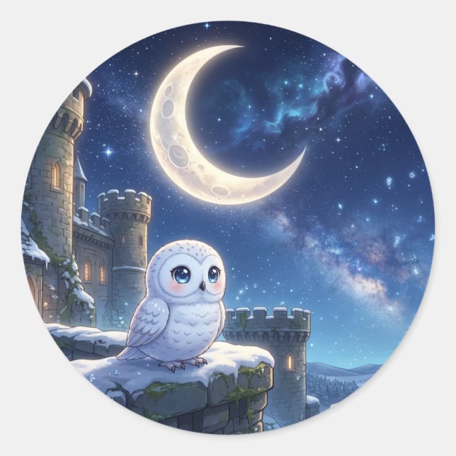 Autocollant Château de la Lune de la Chouette Blan (Devant)