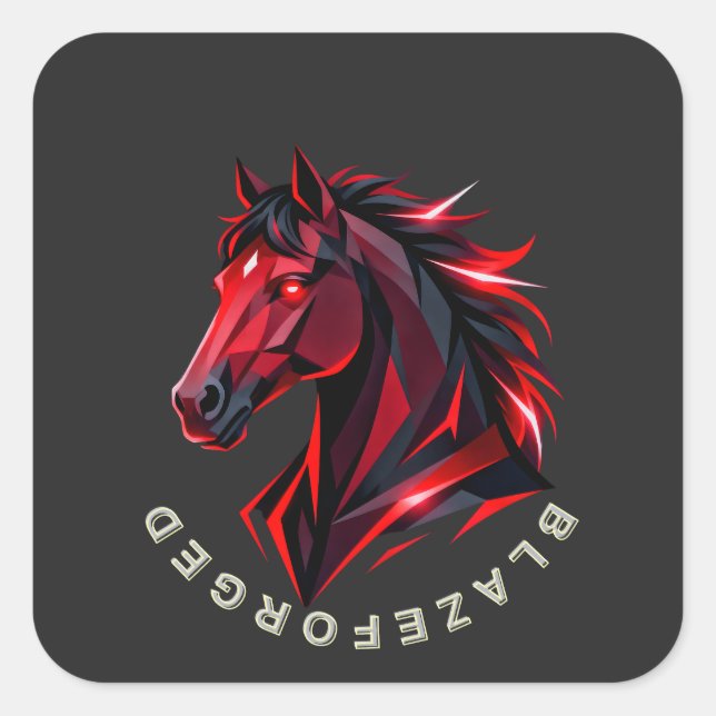 Autocollant Cheval Rouge BlazeForge (Devant)