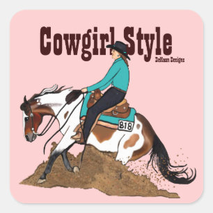 Autocollant Cheval style cowgirl