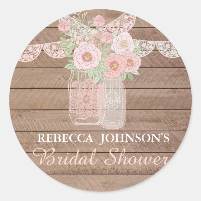 Autocollant Chic Lace Mason Jar & Bois pour Enterr (Devant)