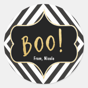 Autocollant chic moderne noir et blanc Halloween G