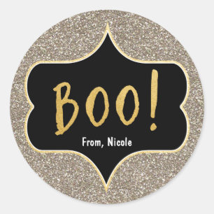 Autocollant chic pailleté or Halloween BOO