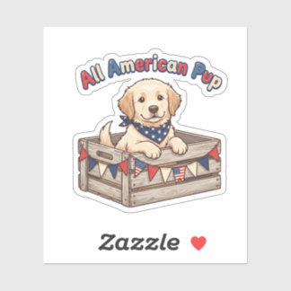 Autocollant Chien Patriotique Tout Américain 4 jui