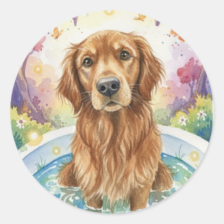 Autocollant Chien Retriever Doré Mignon