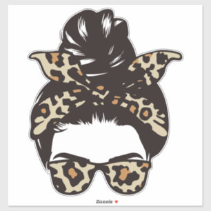 Autocollant Chignon Léopard Lunettes de soleil - I