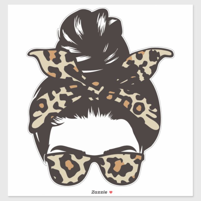 Autocollant Chignon Léopard Lunettes de soleil - I (Feuille)