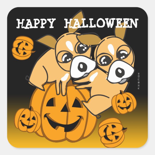 Autocollant Chihuahau 1 de Jack-o'-lantern (Devant)