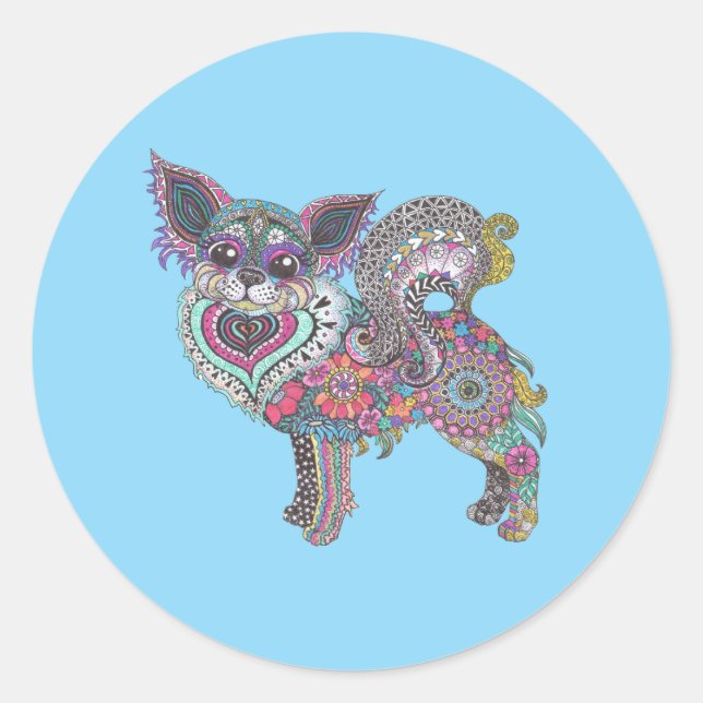 Autocollant Chihuahua Rond Classique (Devant)