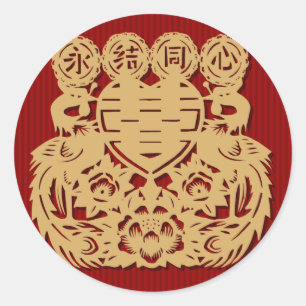 Autocollant chinois de bonheur de double de