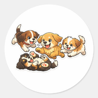 Autocollant Chiots Ludiques – Conception de Chien