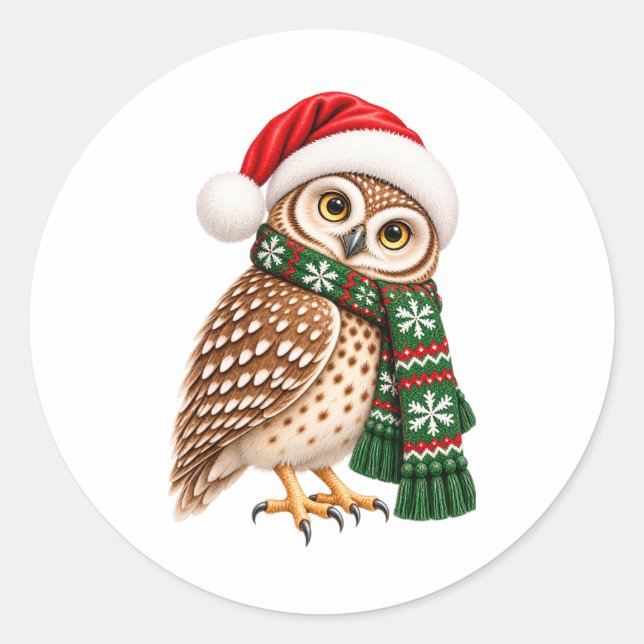 Autocollant Chouette de Noël (Devant)
