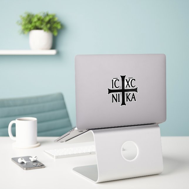 Autocollant chrétien orthodoxe ICXC NIKA  (Ordinateur portable sur le bureau)
