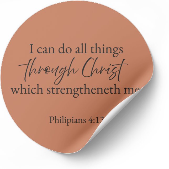 Autocollant chrétien Philippiens 4:13 (Minimalist Bible verse sticker — Philippians 4:13)