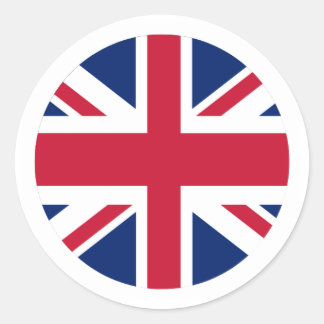 Autocollant circulaire Union Jack avec bordure bla