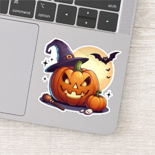Autocollant citrouille de dessin animé d'Halloween