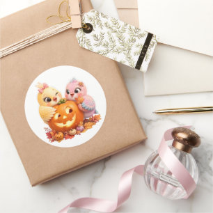 Autocollant Citrouille Jack O Lantern Oiseaux Sucr