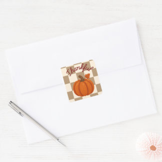 Autocollant Citrouille Remerciements d'Automne