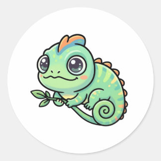 Autocollant Classique Caméléon Vert Bébé Mignon