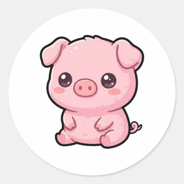 Autocollant Classique de Bébé Cochon Mignon (Devant)