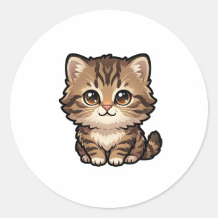 Autocollant Classique de Chat Mignon Tabby Brun