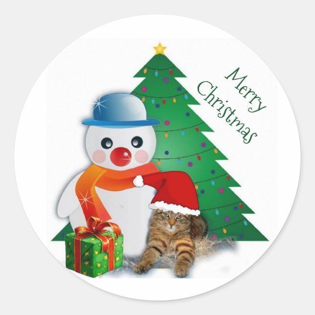 Autocollant classique de Noël joyeux personnalisab (Devant)