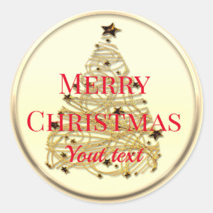 Autocollant classique rond de Noël Joyeux d'or per