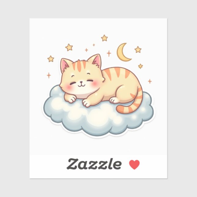 Autocollant Cloud Nap Kitty – Chat Mignon Paresseu (Feuille)