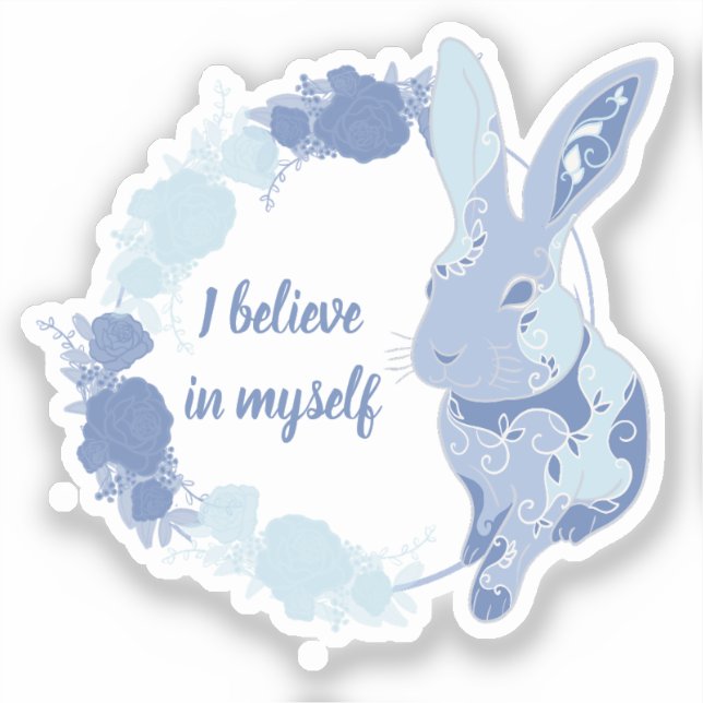 Autocollant Coco le Lapin “Je crois en moi” Bleu (Recto)