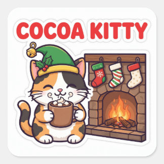 Autocollant Cocoa Kitty — Chapeau d'elfe de chat c