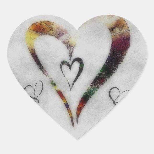 Autocollant Cœur Amour Abstrait (Devant)