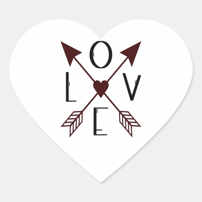 Autocollant cœur avec flèches d'amour (Devant)