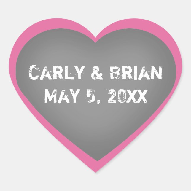 Autocollant Coeur Couples Mariage Chalkboard perso (Devant)