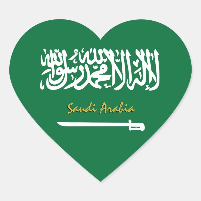 Autocollant Cœur d'Arabie Saoudite, Drapeau Saoudi (Devant)