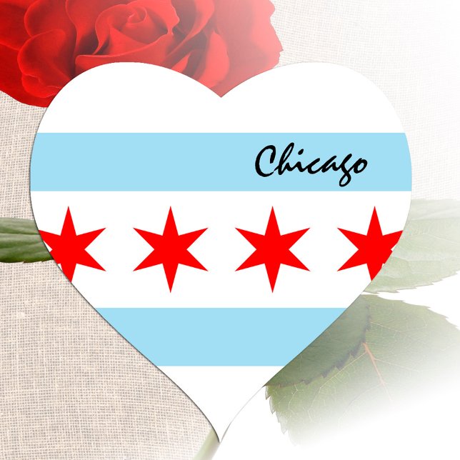 Autocollant Cœur de Chicago, Drapeau de Chicago Pa (Créateur téléchargé)