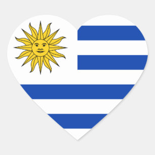 Autocollant coeur du drapeau uruguayen
