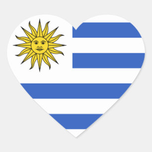 Autocollant coeur du drapeau uruguayen