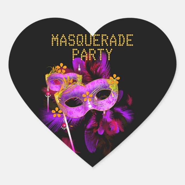 Autocollant Cœur MASQUERADE Rose Or (Devant)
