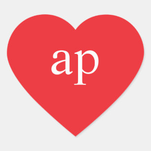 AUTOCOLLANT COEUR MONOGRAMME   Étiquette Cœur Roug